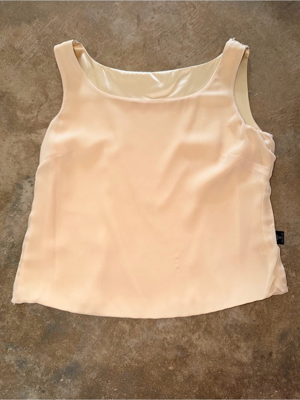 Lafayette 148 New York Silk Satin Blouse Top Ivory Champagne Size 8 Shell Tank - Picture 9 of 13